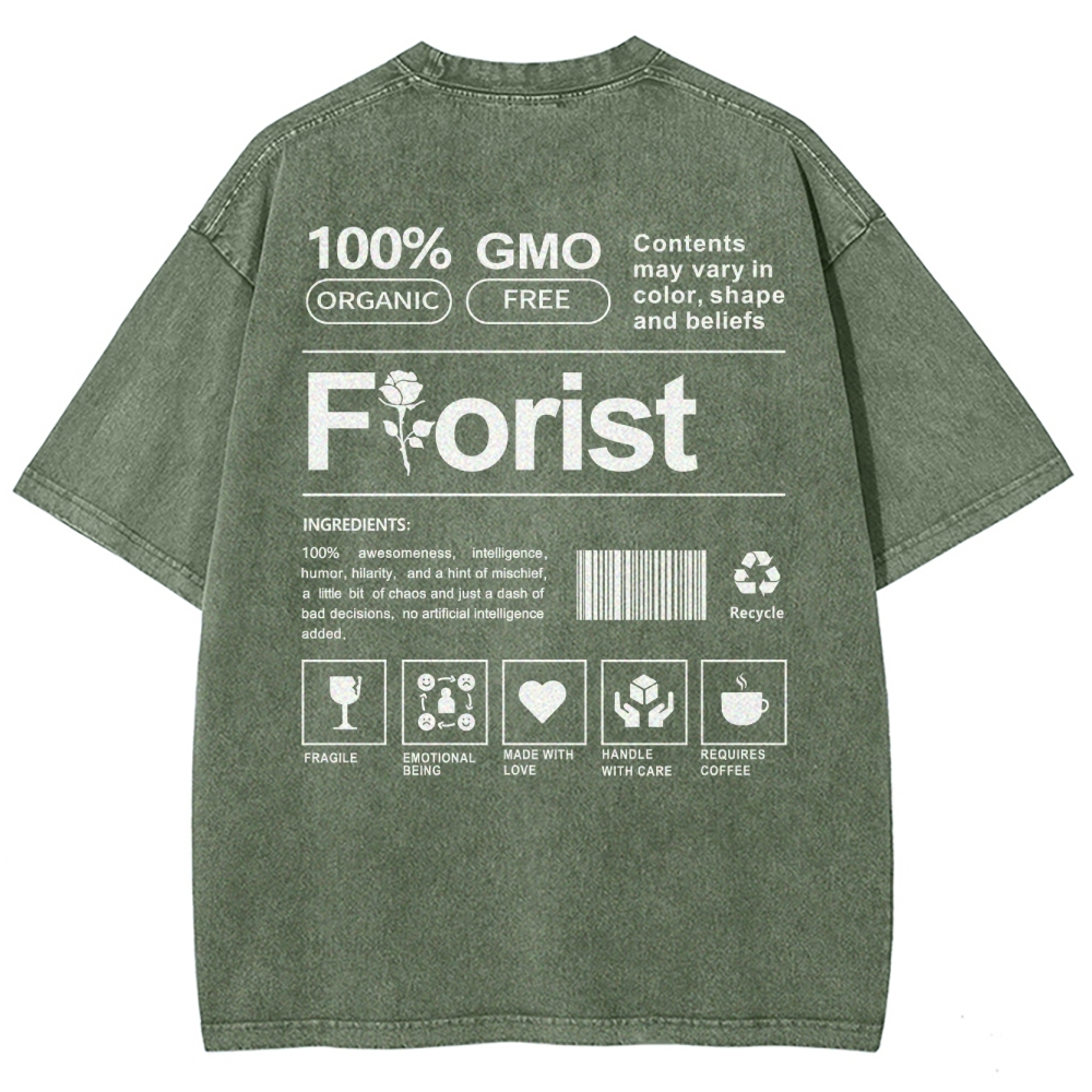Florist Pattern Washed Vintage Short Sleeves T-Shirt-moweekender