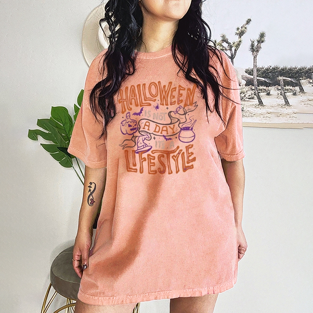 Halloween is life Cotton Short-Sleeved T-Shirt-moweekender
