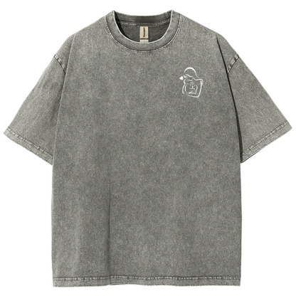 Mom Pattern Washed Vintage Short Sleeves T-Shirt-moweekender