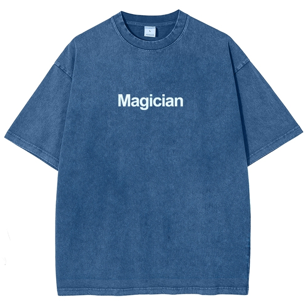 Magician Pattern Washed Vintage Short Sleeves T-Shirt-moweekender