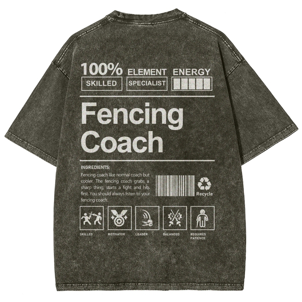 Fencing Coach Unisex Fit Washed T-Shirt-moweekender