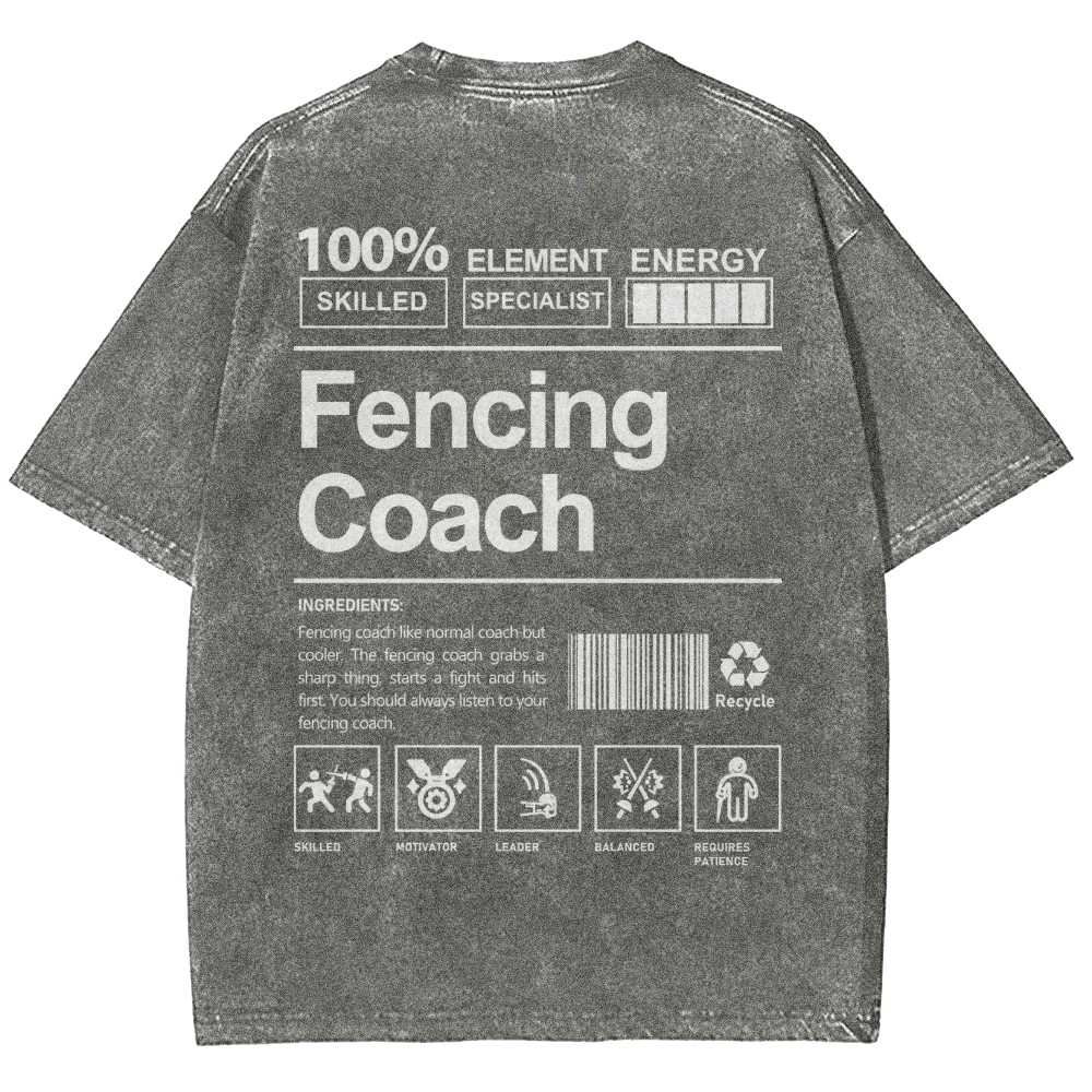 Fencing Coach Unisex Fit Washed T-Shirt-moweekender