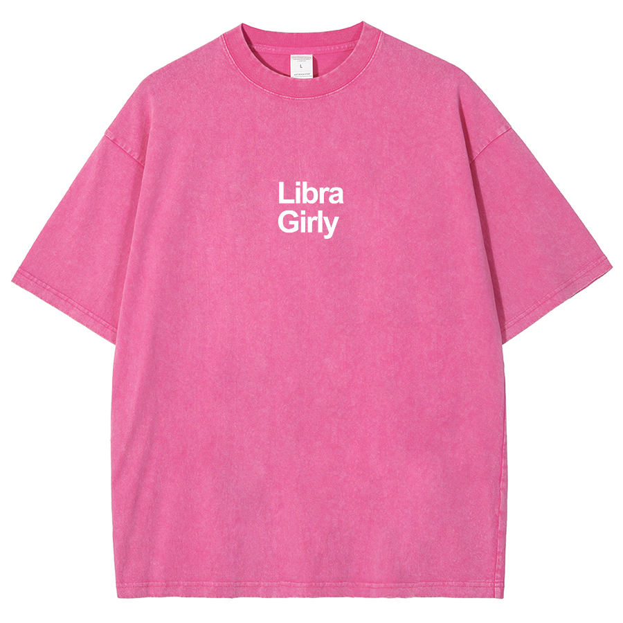 Libra Girly Unisex Fit Washed Oversized T-Shirt-moweekender