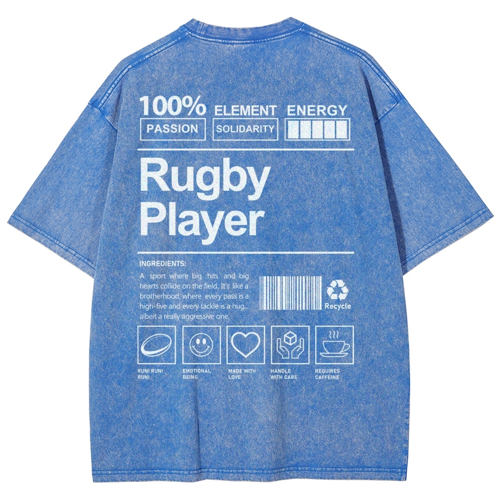 Rugby Player Unisex Fit Washed T-Shirt-moweekender