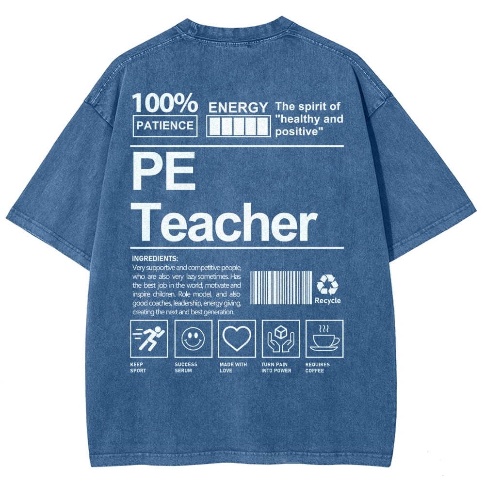 PE Teacher Unisex Fit Washed T-Shirt-moweekender