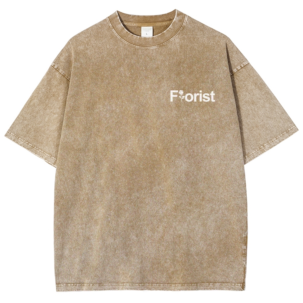 Florist Pattern Washed Vintage Short Sleeves T-Shirt-moweekender