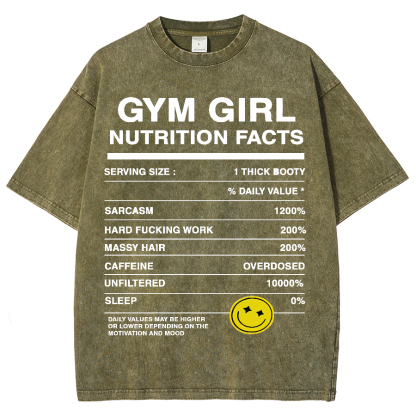 Gym Girly Nutrition Facts Unisex Fit Washed Oversized T-Shirt-moweekender