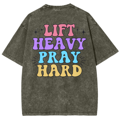 Lift Heavy Party Hard Unisex Fit Washed Oversized T-Shirt-moweekender