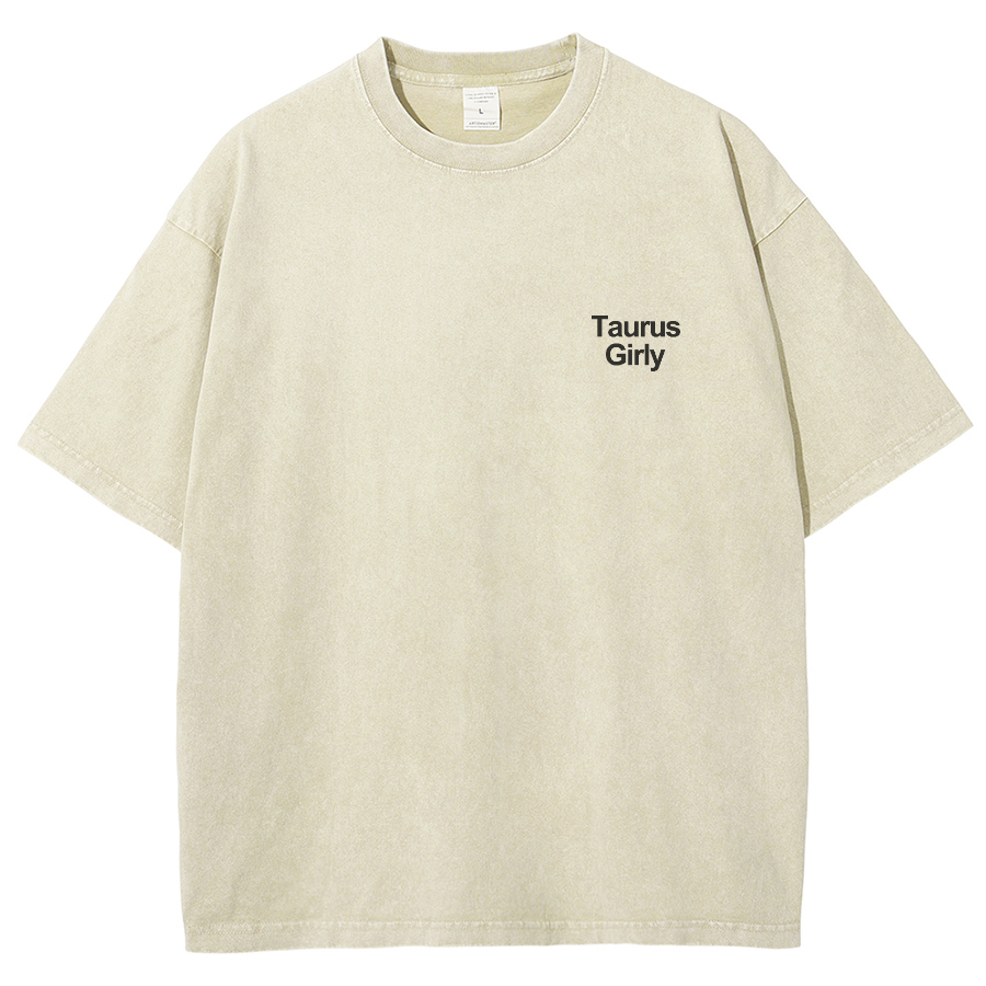 Taurus Girly Unisex Fit Washed T-Shirt-moweekender