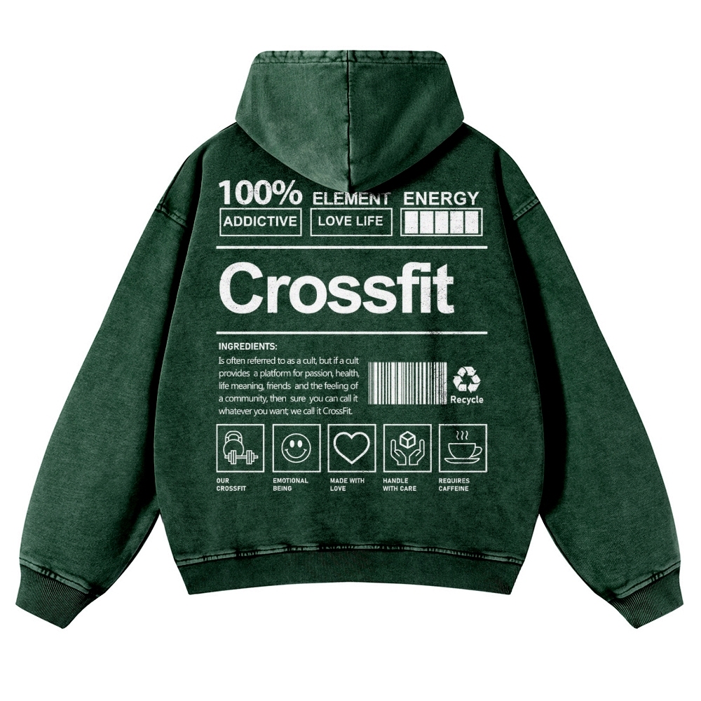 Crossfit Printed Vintage Washed Hoodie-moweekender