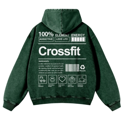 Crossfit Printed Vintage Washed Hoodie-moweekender