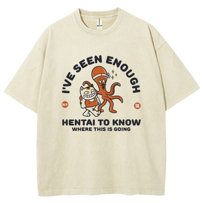 I've Seen Enough Hentai Vintage Snowflake Washed T-Shirt-moweekender