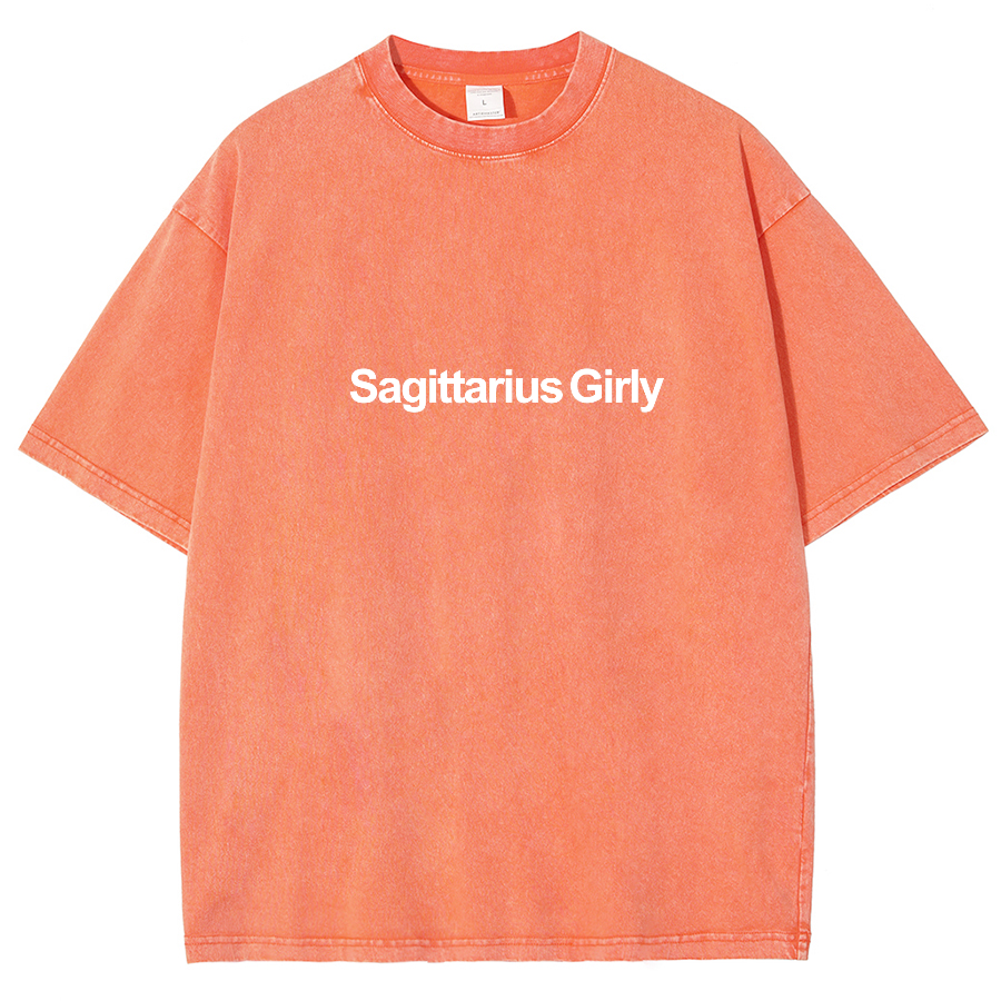 Sagittarius Girly Unisex Fit Washed Oversized T-Shirt-moweekender