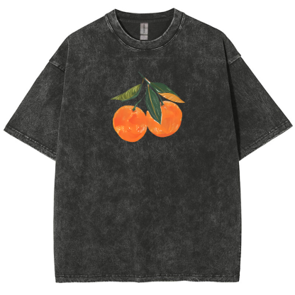 Orange Vintage Snowflake Washed T-Shirt-moweekender