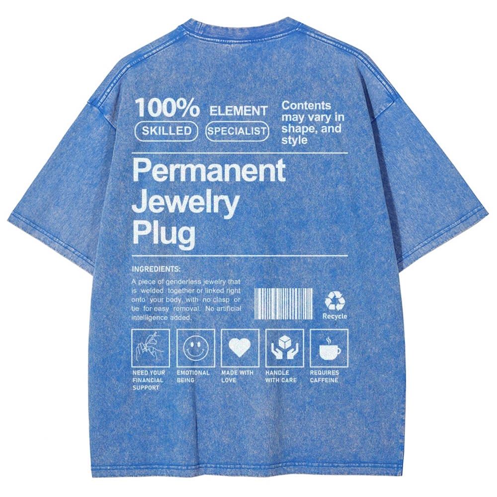 Permanent Jewelry Plug Unisex Fit Washed T-Shirt-moweekender