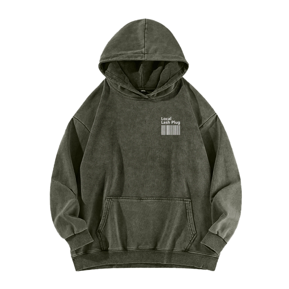 Local Last Plug Washed Long Sleeved Hoodie-moweekender