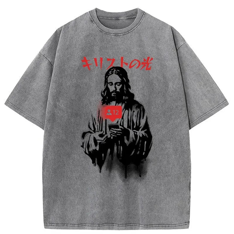 The Light Of Christ Washed Vintage T-Shirt-moweekender