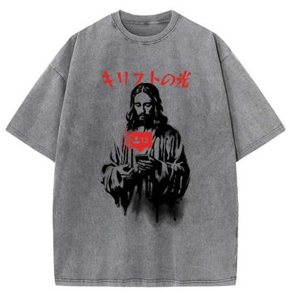 The Light Of Christ Washed Vintage T-Shirt-moweekender
