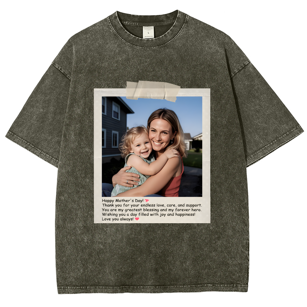 Photo Custom Mother's Day Gift Unisex Fit Washed T-Shirt