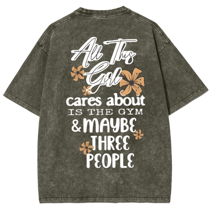 Cares About Is The Gym Unisex Fit Washed T-Shirt-moweekender