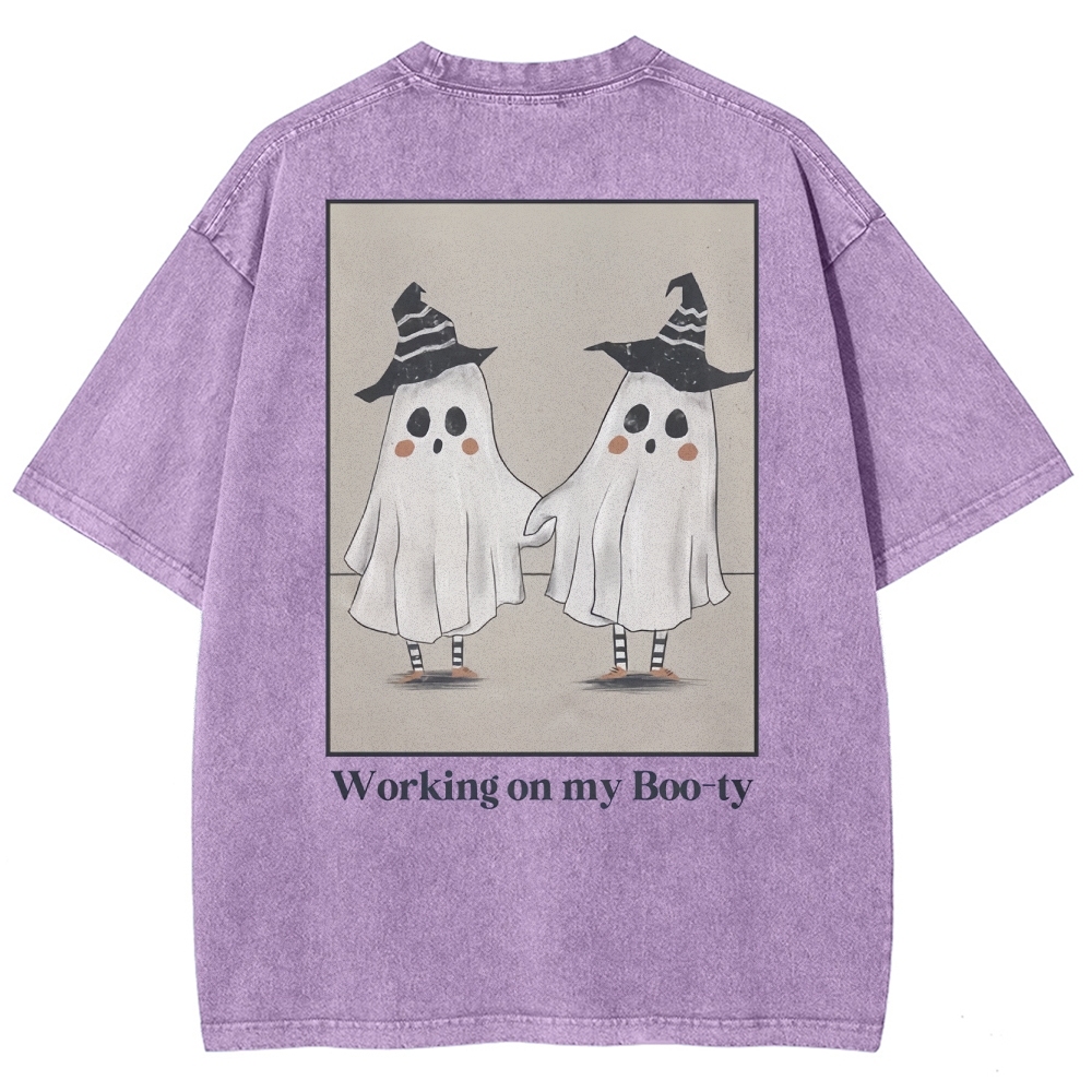 Working On My Booty Vintage Snowflake Washed T-Shirt-moweekender