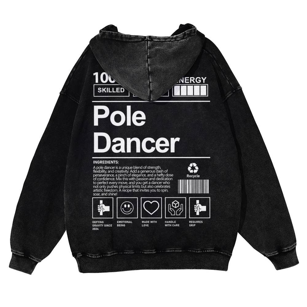 Pole Dancer Casual Washed Hoodie