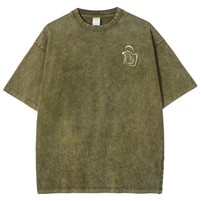 Mom Pattern Washed Vintage Short Sleeves T-Shirt-moweekender
