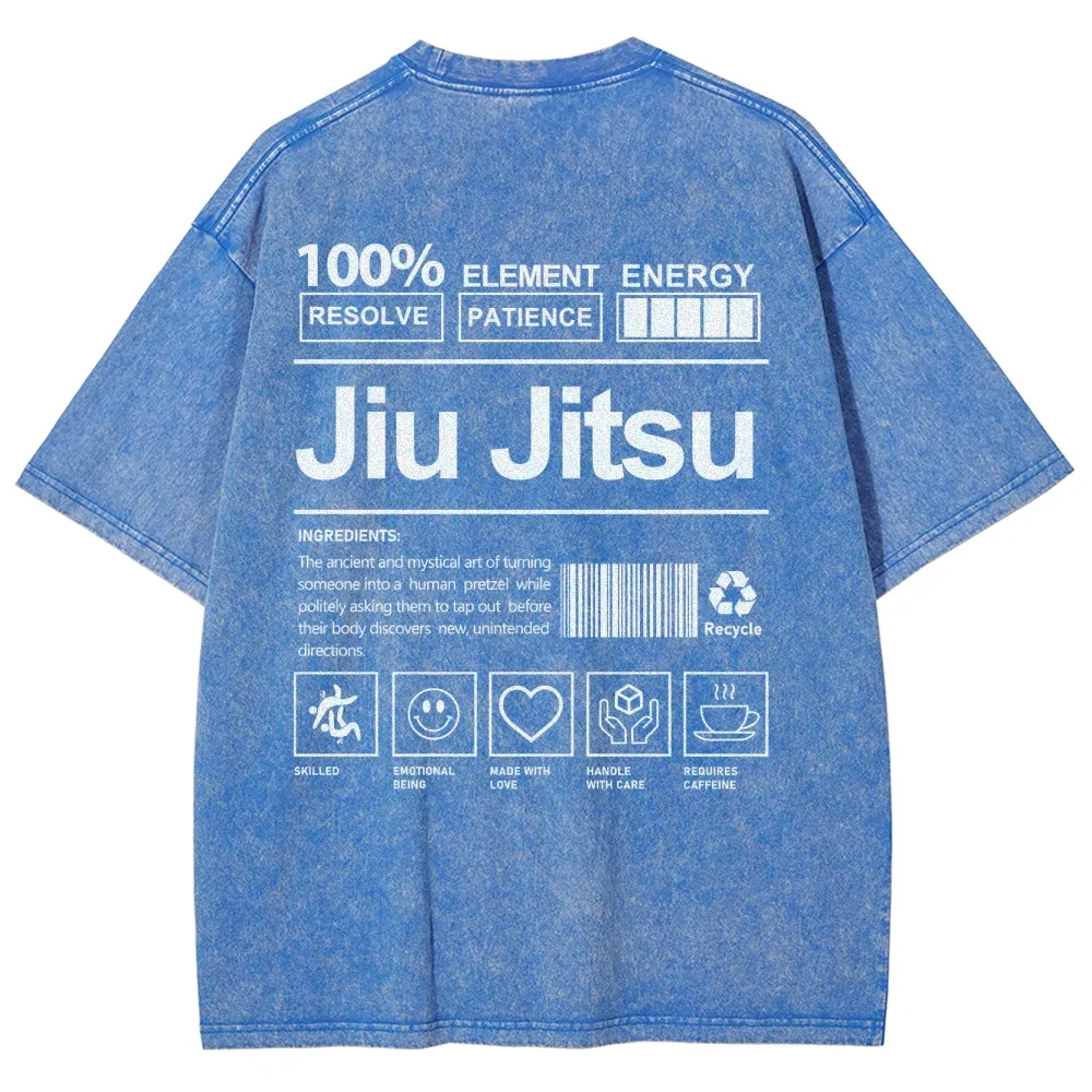 Jiu Jitsu Pattern Washed Vintage Short Sleeves T-Shirt-moweekender