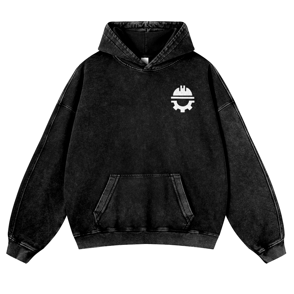 Civil Engineer Pattern Vintage Washed Hoodie-moweekender