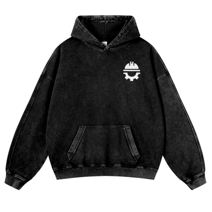 Civil Engineer Pattern Vintage Washed Hoodie-moweekender