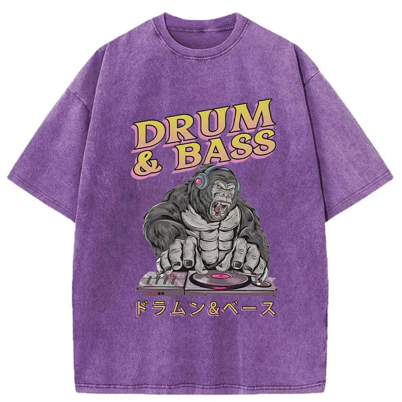 Drum&Bass DJ Gorilla Washed Vintage T-Shirt-moweekender