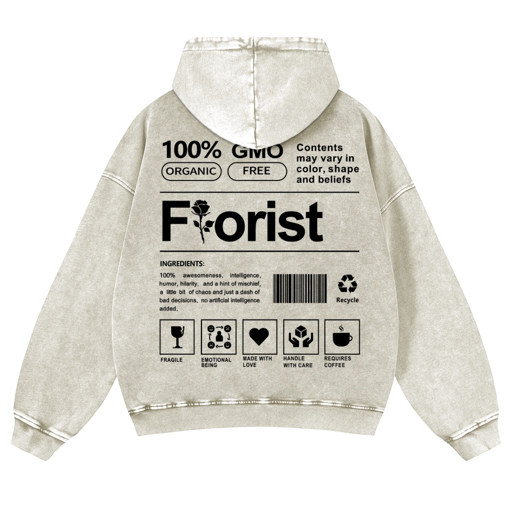 Florist Pattern Vintage Washed Hoodie-moweekender