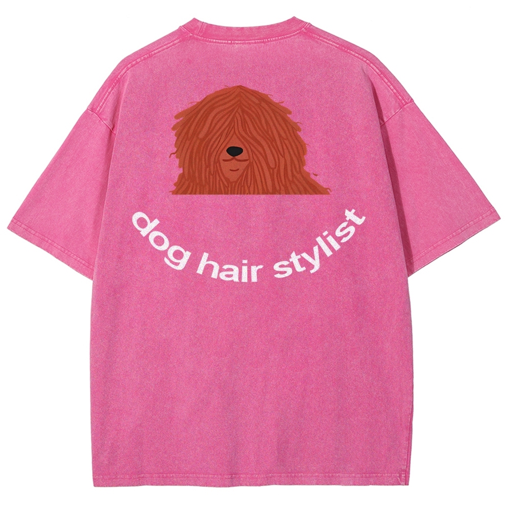 Dog Hair Stylist Unisex Fit Washed T-Shirt-moweekender