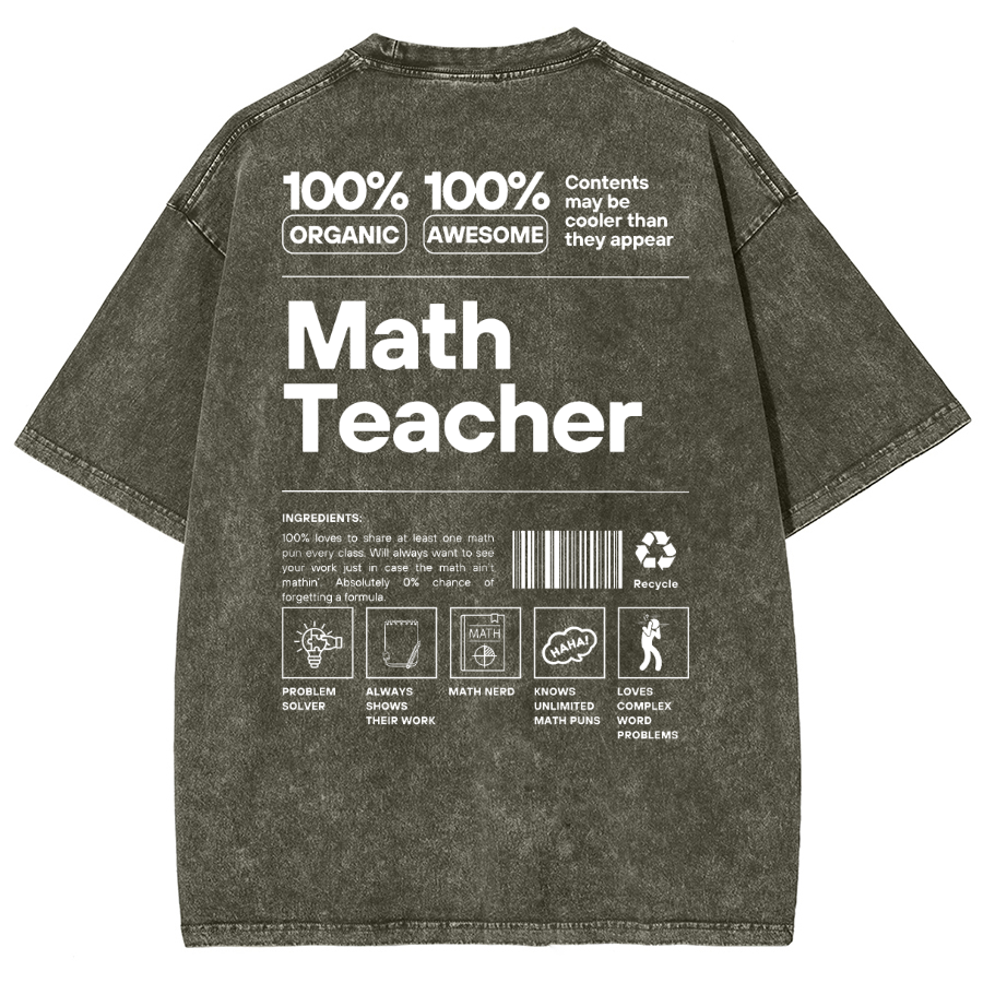 Math Teacher Unisex Fit Washed Oversized T-Shirt-moweekender
