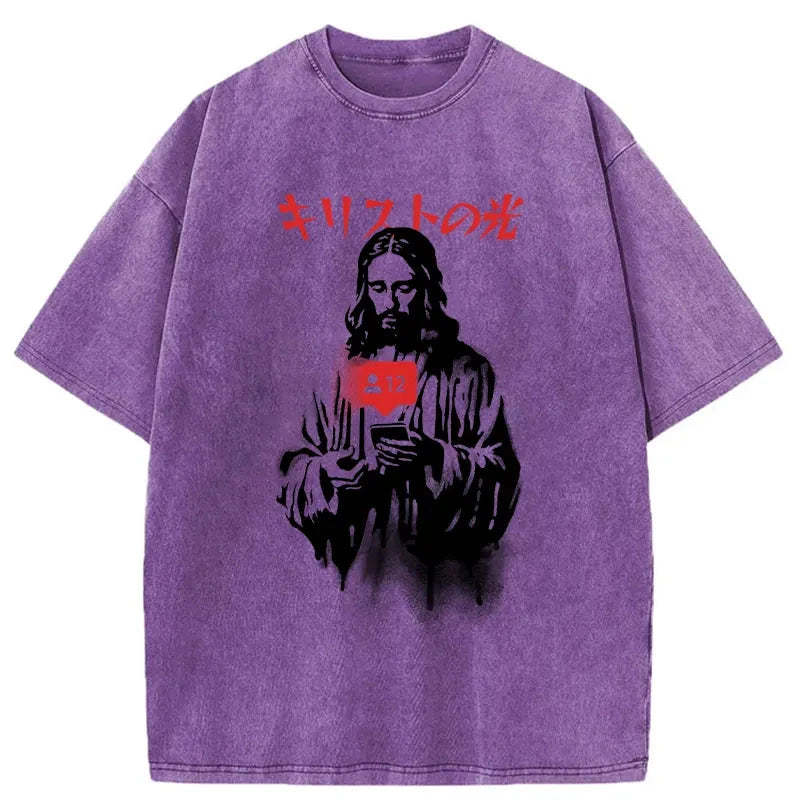 The Light Of Christ Washed Vintage T-Shirt-moweekender