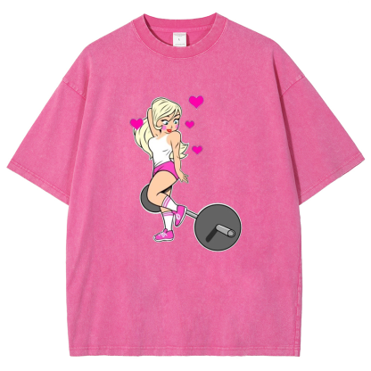 Barbell Love Girl Unisex Fit Washed T-Shirt-moweekender