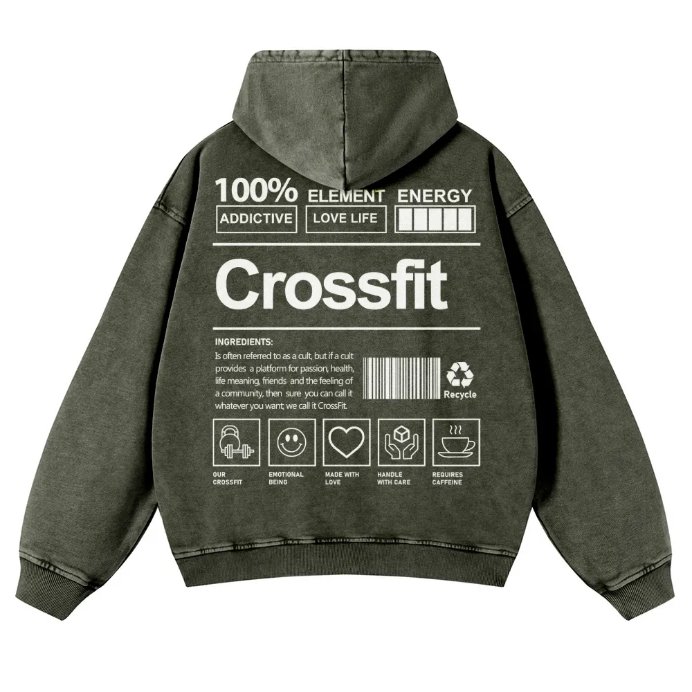 Crossfit Printed Vintage Washed Hoodie-moweekender