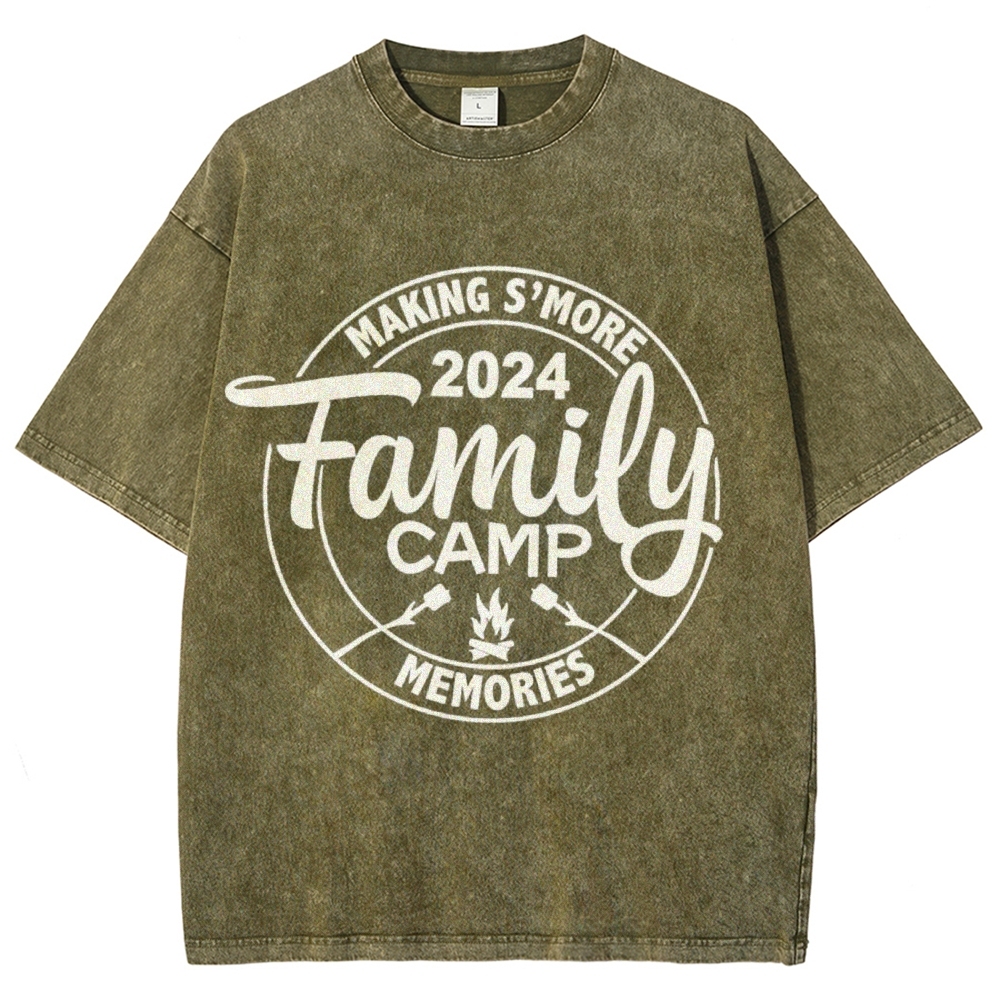 Family Camp Vintage Snowflake Washed T-Shirt-moweekender