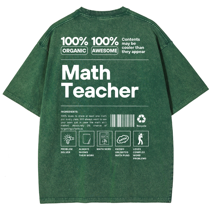 Math Teacher Unisex Fit Washed Oversized T-Shirt-moweekender