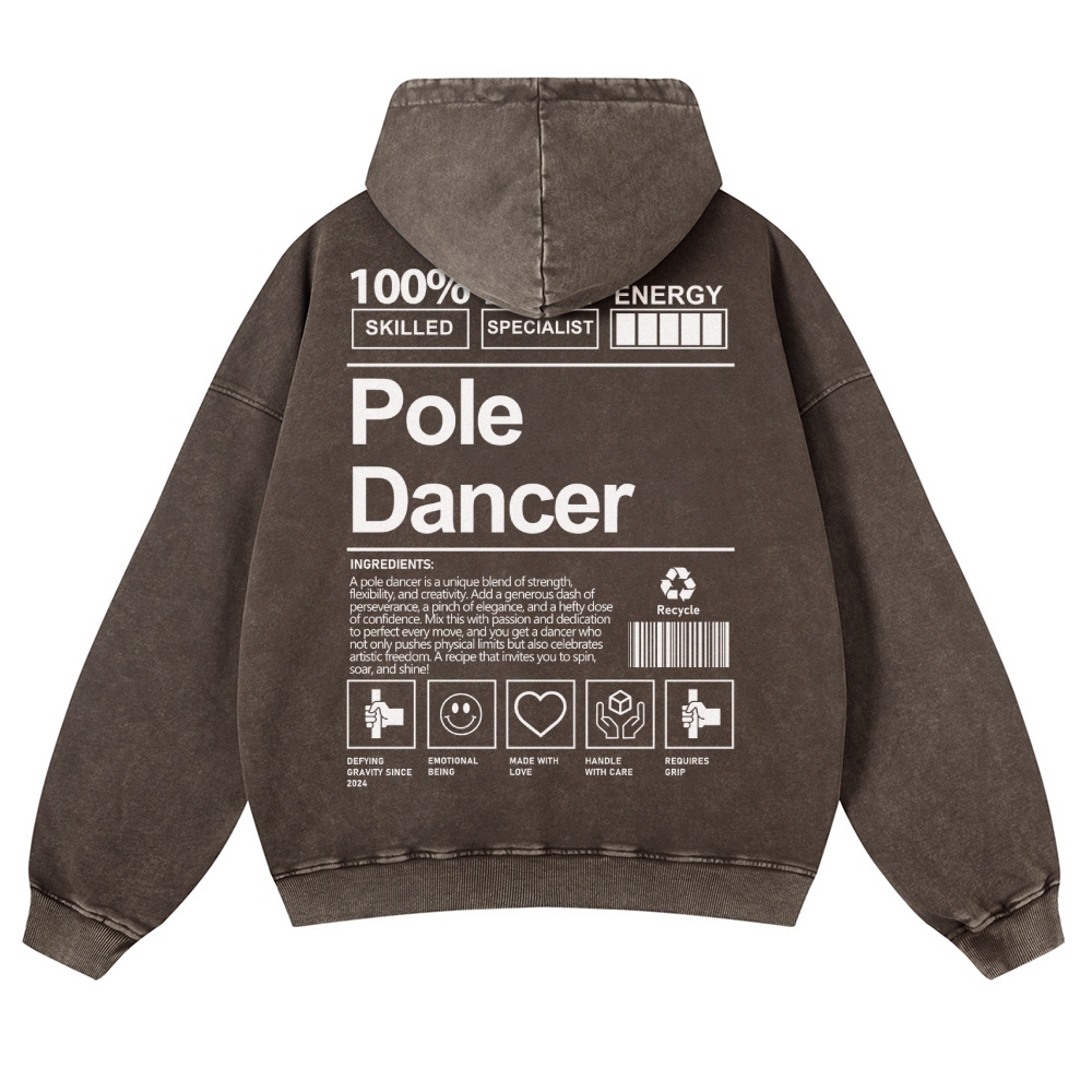 Pole Dancer Casual Washed Hoodie