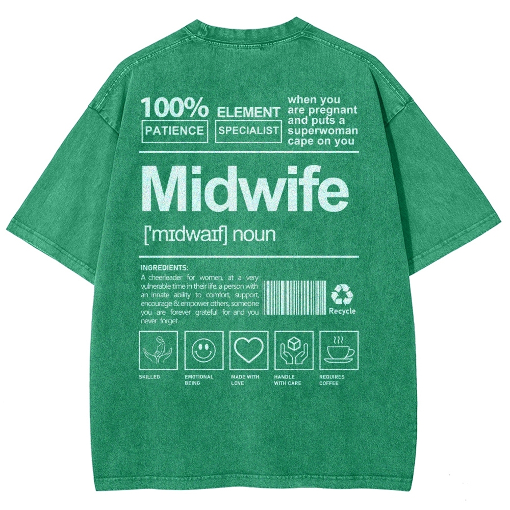 Midwife Unisex Fit Washed T-Shirt-moweekender