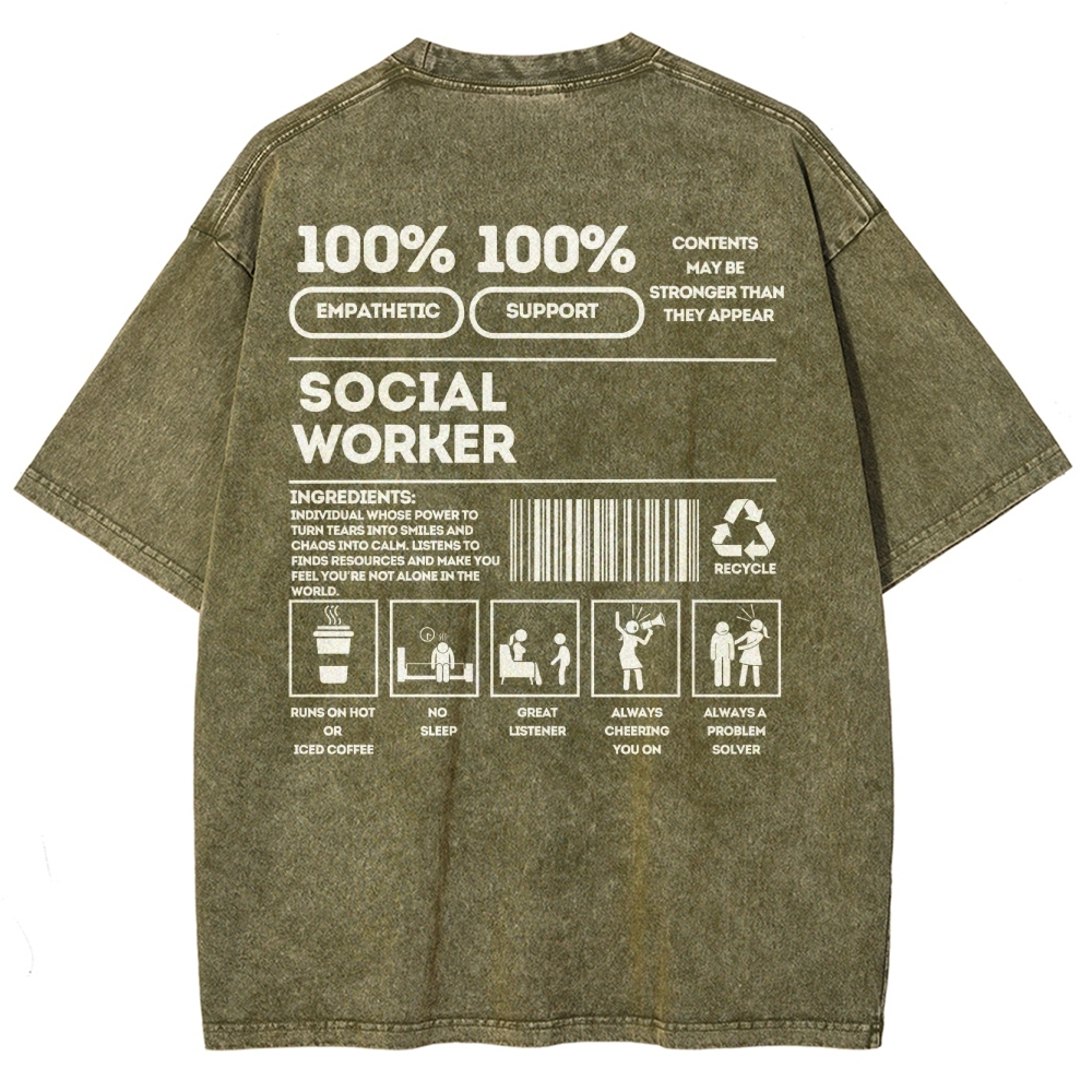 Social Worker Addcustom Unisex Fit Washed T-Shirt