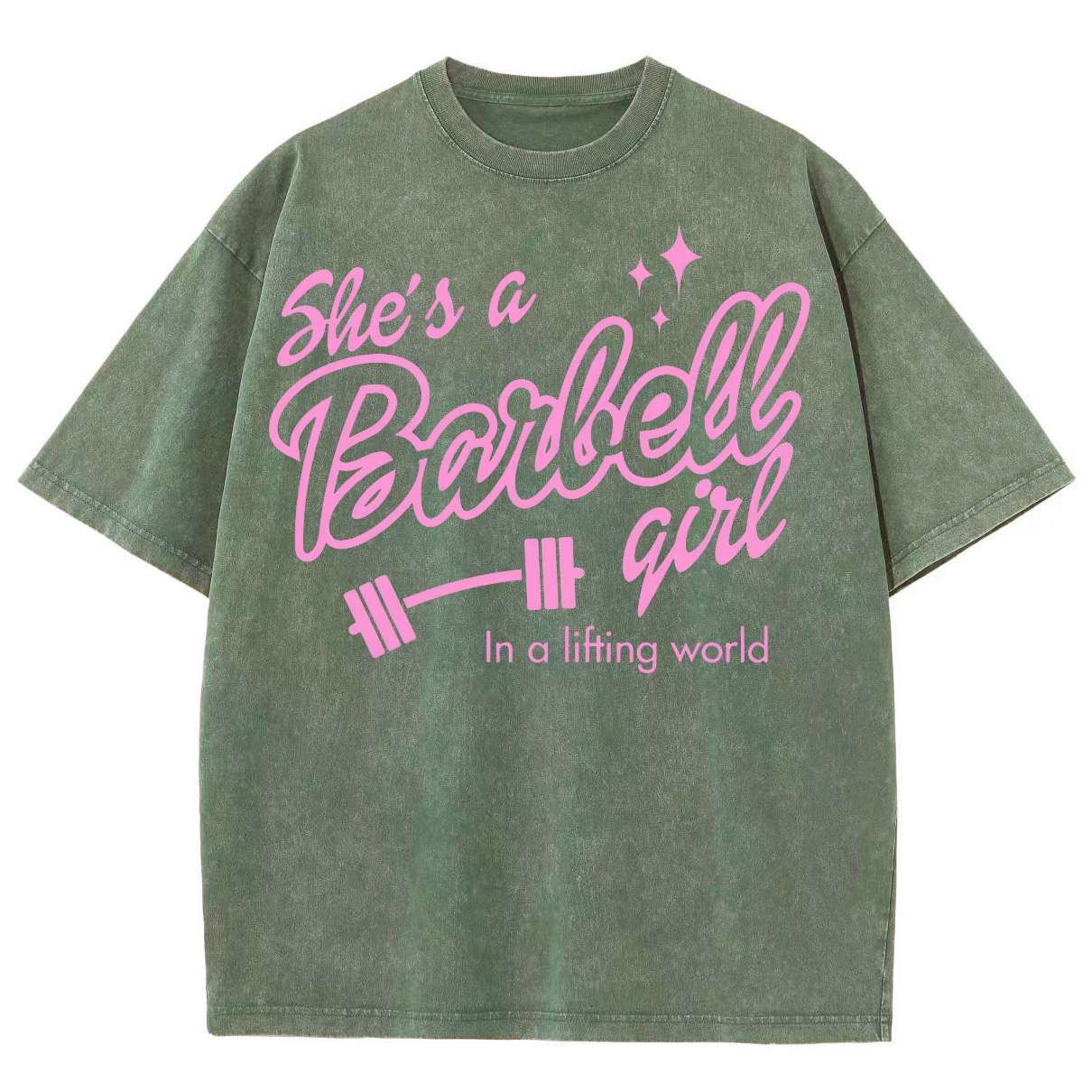She Is A Barbell Qirl In A Lifting World Unisex Fit Washed Oversized T-Shirt-moweekender