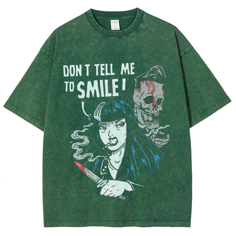 Don'T Tell Me To Smile Vintage Snowflake Washed T-Shirt-moweekender