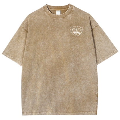 Comedian Pattern Washed Vintage Short Sleeves T-Shirt-moweekender