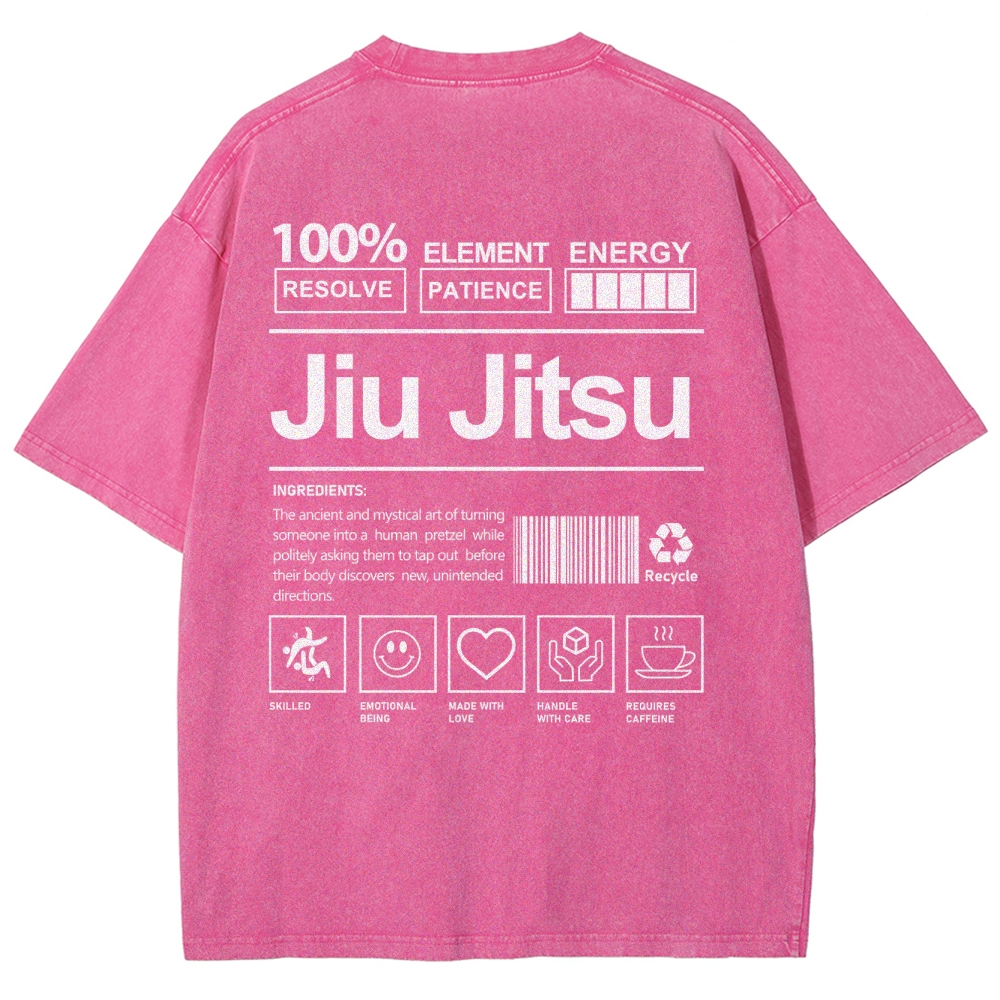 Jiu Jitsu Pattern Washed Vintage Short Sleeves T-Shirt-moweekender