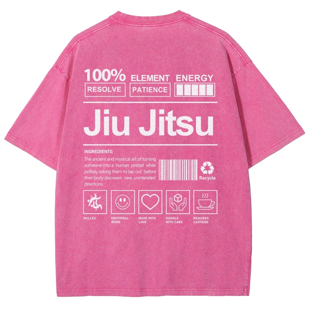 Jiu Jitsu Pattern Washed Vintage Short Sleeves T-Shirt-moweekender