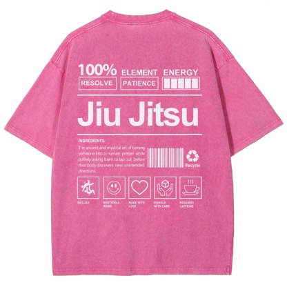 Jiu Jitsu Pattern Washed Vintage Short Sleeves T-Shirt-moweekender