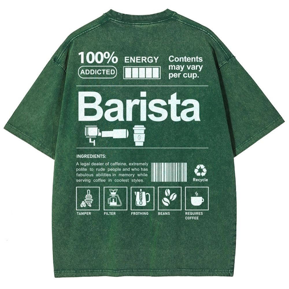 Barista Unisex Fit Washed T-Shirt-moweekender