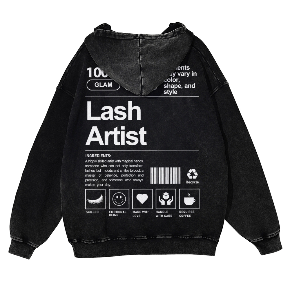 Lash Artist Casual Washed Hoodie-moweekender